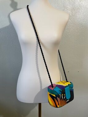 Silkscapes 100 Silk Mini Crossbody Bag Colorful Abstract Print Art Purse Vintage